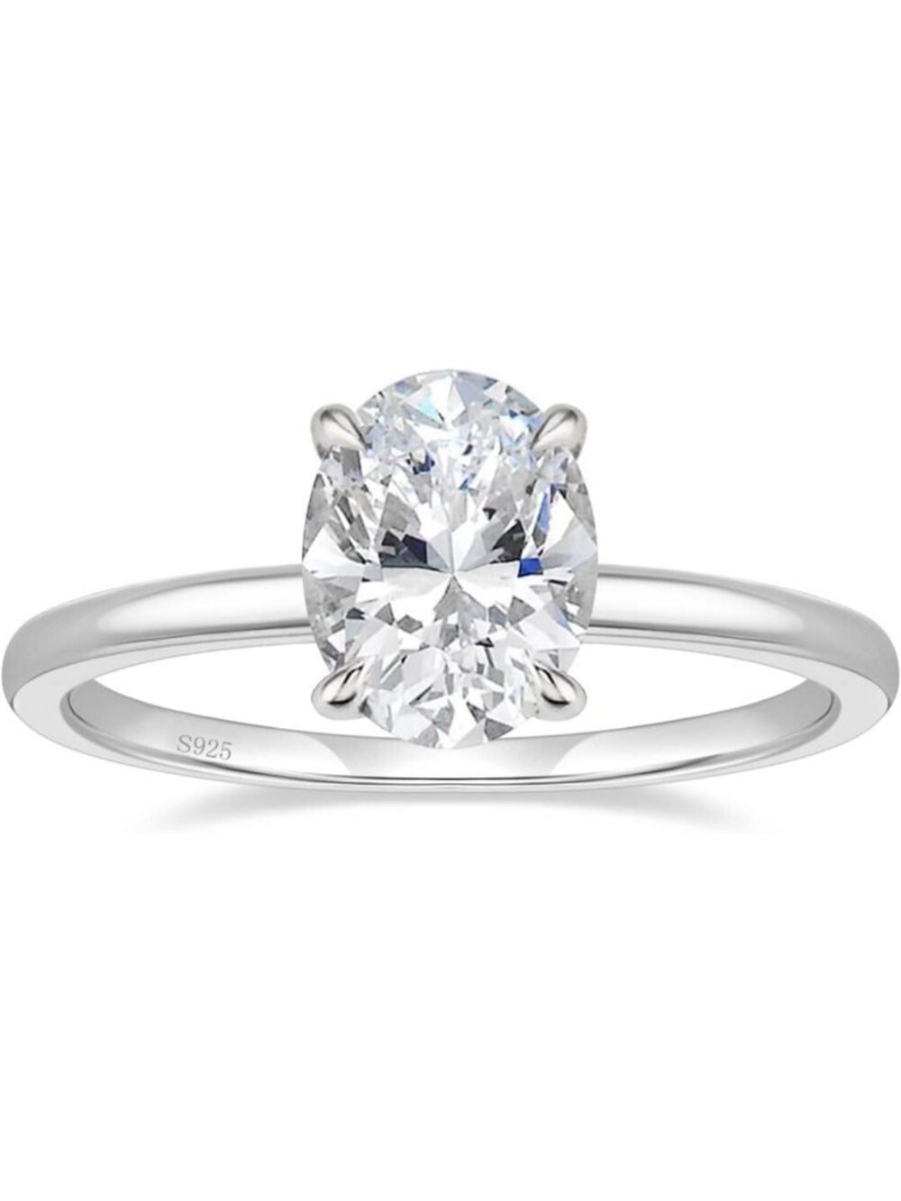Elegant 925 Sterling Silver Oval Cut Engagement Ring for Women - Timeless Design